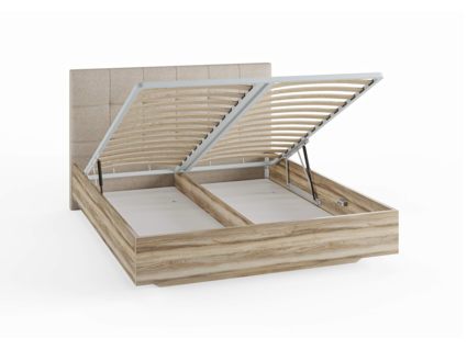 Кровать Сонум Vena Ясмунд + Экокожа Коричневая (с подъемным механизмом) 120х190