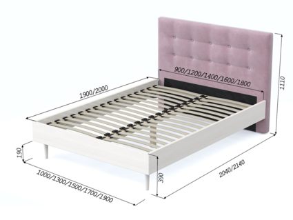Кровать Арско Альмена Беленый дуб/Микрошеннил Frida 18 140х200