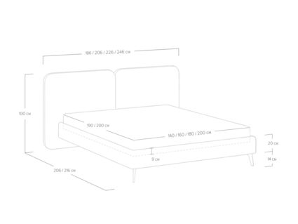 Кровать Сонум Brooklyn Микровелюр Светло-серый 180х190